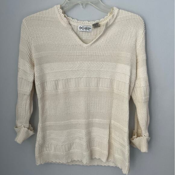 Kim Rogers Sweaters - VTG Knit Sweater Pullover Cottagecore Coastal Nancy Meyers Scallop Petite Medium